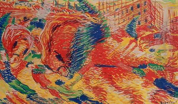 The City Rises 1911 Oil Painting by Umberto Boccioni