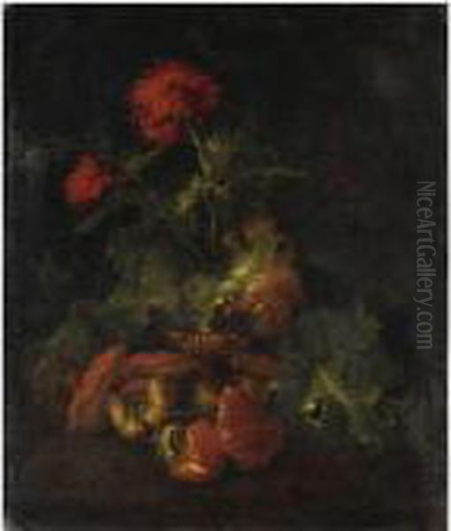 Natura Morta Di Fiori E Funghi Oil Painting by Niccolino Van Houbraken