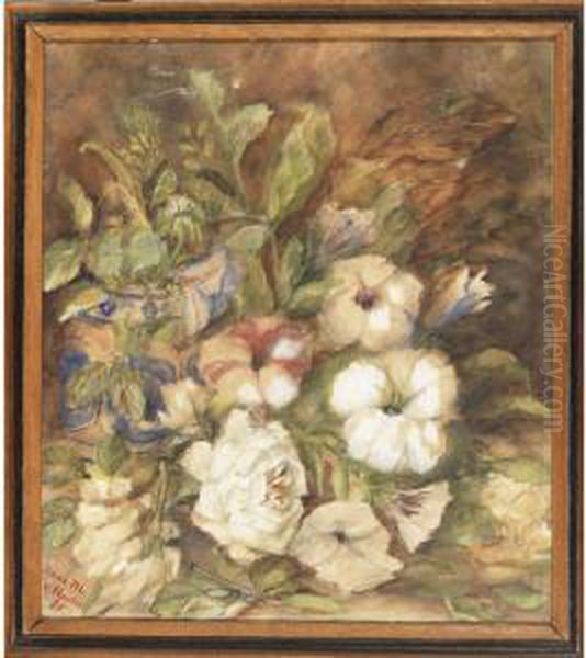 Flowers On A Mossy Bank Oil Painting by Anna Margareta Van Houten