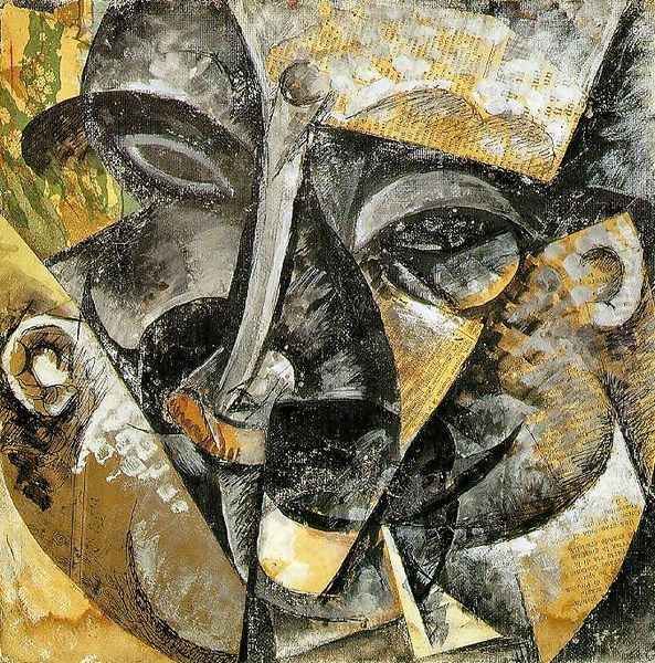 Dynamism of a man's head Oil Painting by Umberto Boccioni