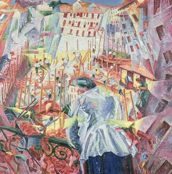 The Street Enters the House 1911 Oil Painting by Umberto Boccioni