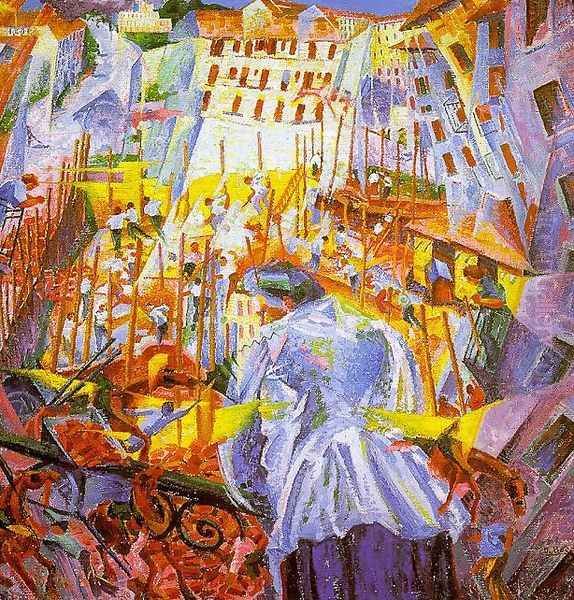 Street Noises Invade the House 1911 Oil Painting by Umberto Boccioni