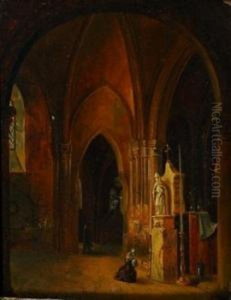 Kircheninterieur Oil Painting by Bartholomeus Johannes Van Hove