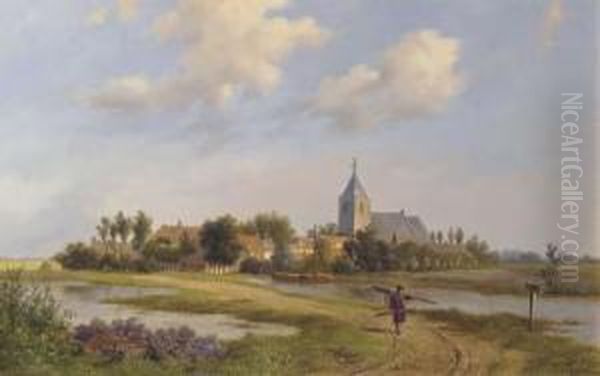 The Outskirts Of Nootdorp In Summer Oil Painting by Bartholomeus Johannes Van Hove