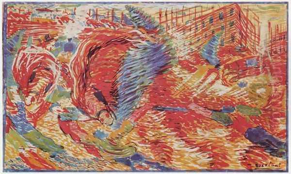 Die Stadt erhebt sich Oil Painting by Umberto Boccioni