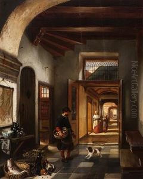 Interior Oil Painting by Hubertus, Huib Van Hove