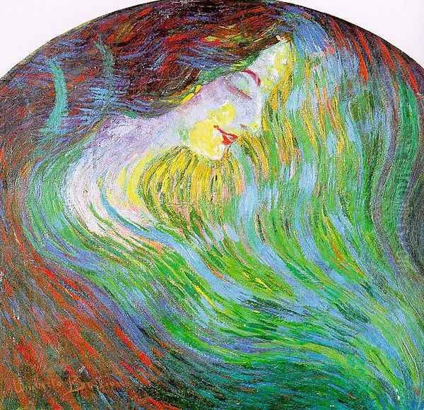 Study of a Female Face 1910 Oil Painting by Umberto Boccioni