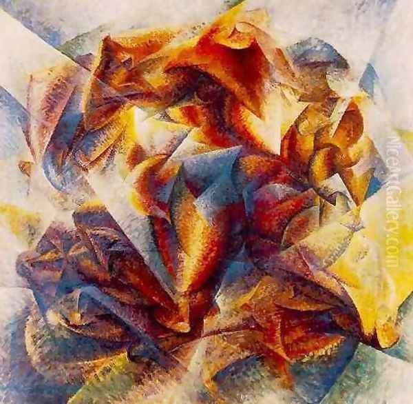 Soccer Oil Painting by Umberto Boccioni