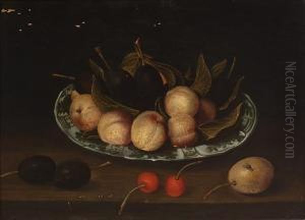 Still Life With Fruit On A Wanliporcelain Dish Oil Painting by Jacob van Hulsdonck