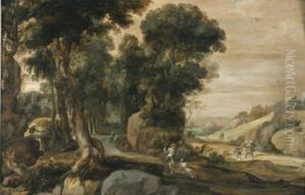 Paysage Avec Le Bon Samaritain Oil Painting by Pieter Van Hulst Ii