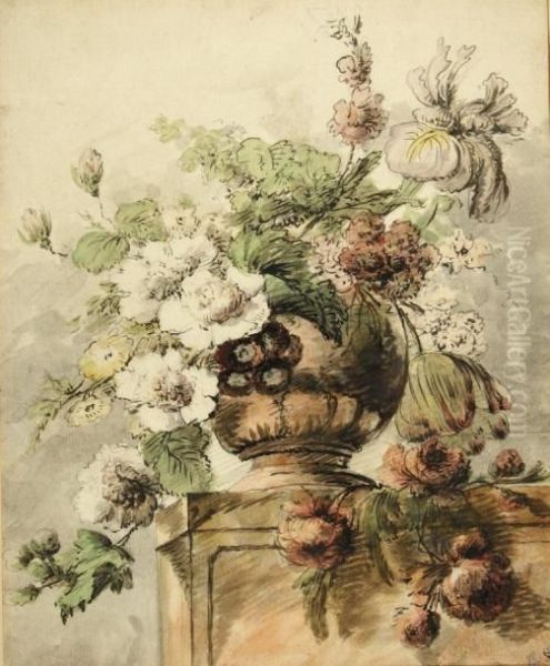 Bouquet De Fleurs Sur Un Entablement Oil Painting by Jan Van Huysum