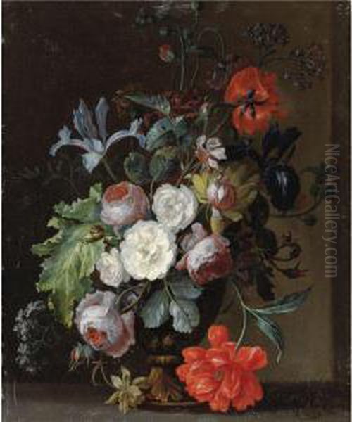 Natura Morta Con Vaso Di Fiori Oil Painting by Justus van Huysum