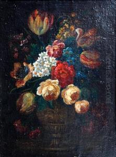 Still Life Of Flowers Oil Painting by Justus van Huysum