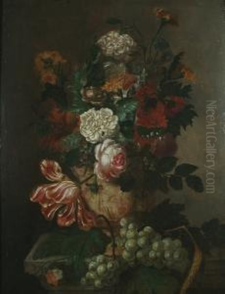 Still Life Of Flowers In An Urn Oil Painting by Michiel van Huysum