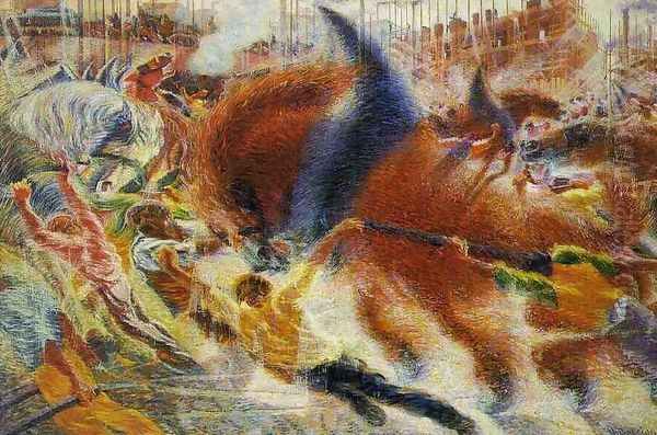 City Oil Painting by Umberto Boccioni