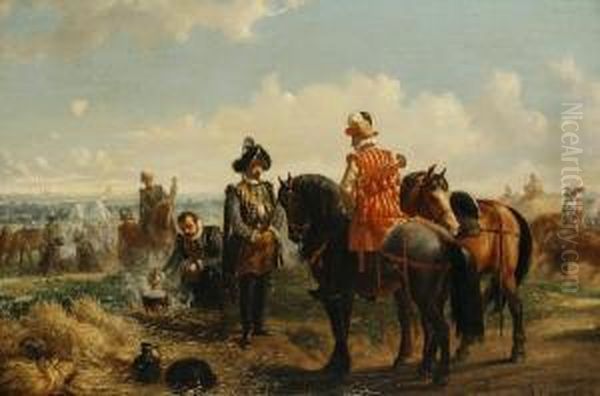 Before The Battle Oil Painting by Jules Van Imschoot