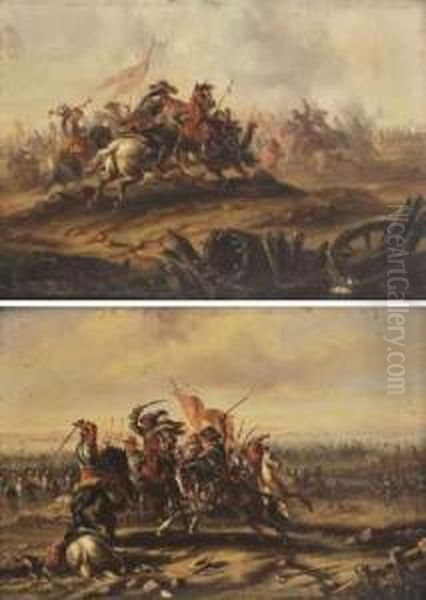 Choc De Cavalerie Oil Painting by Jules Van Imschoot