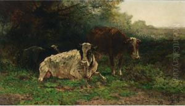 Resting Cows Oil Painting by Hendrikus Alexander Van Ingen