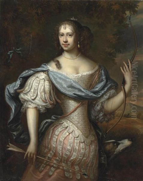 Portrait Of A Lady Oil Painting by Adrianus Losse Van Isselsteyn I,