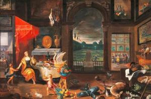 Allegory Of The Sense Of Taste. Oil Painting by Ferdinand van Kessel