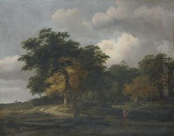 A Wooded Landscape With A Distant View Of The Huis Ten Bosch Oil Painting by Jan van Kessel