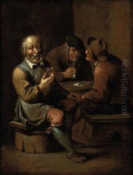 Figures In A Tavern Interior Drinking And Smoking Oil Painting by Jan van Kessel