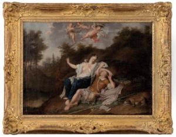 Artemis/selene Und Endymion In Landschaft Oil Painting by Willem Van Kessel