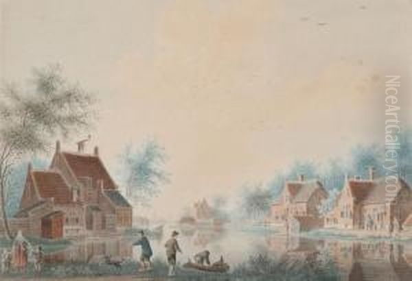 View Of The River De Vecht Oil Painting by Isaac Van Ketweg