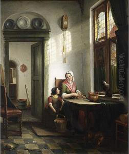 A Kitchen Scene by Elisabeth Alida Van Kiers-Haanen