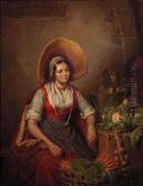 The Vegetable Seller Oil Painting by Elisabeth Alida Van Kiers-Haanen