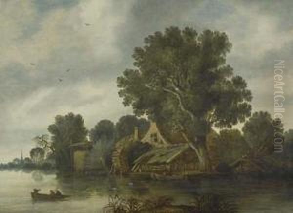 River Landscape. Oil Painting by Francis Van Knibbergen