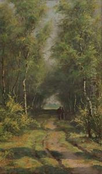 Wandelaars In Berkendreef Oil Painting by Frans Pieter Van Kuyck