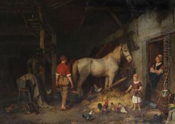 'in De Stal' Oil Painting by Jean Louis van Kuyck