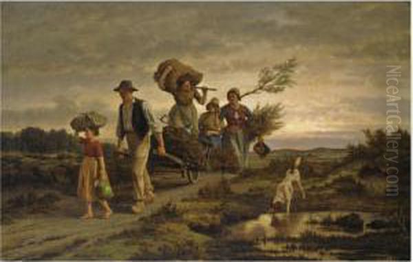 Returning From The Harvest Oil Painting by Jean Louis van Kuyck