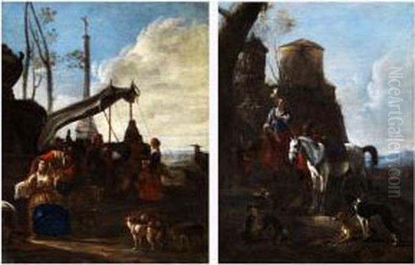 Gemaldepaar Oil Painting by Pieter Van Laer (BAMBOCCIO)