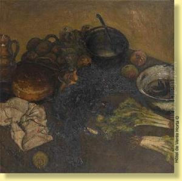 Nature Morte Aux Moules Oil Painting by Gaston Van Landeghem