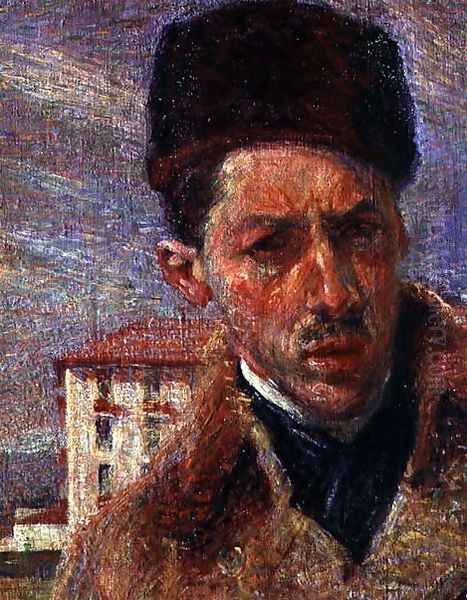 Self portrait, 1908 (detail) Oil Painting by Umberto Boccioni