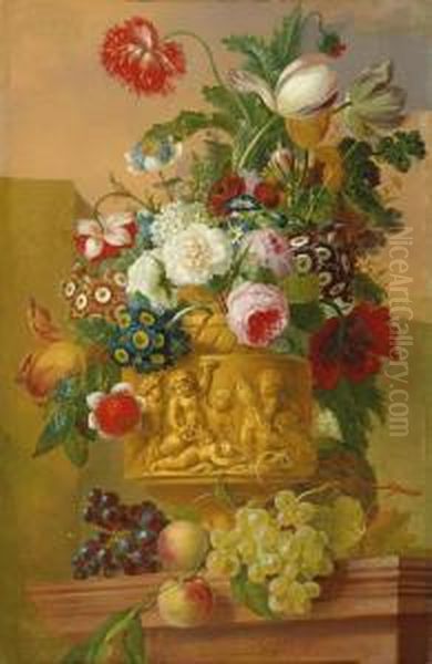 Stillleben Mit Blumen Undfruchten Oil Painting by Willem van Leen