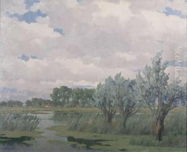 Moerasgezicht Oil Painting by Karel Van Lerberghe