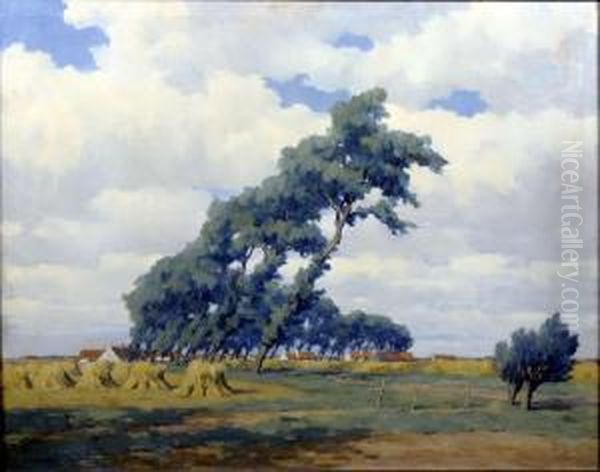 Paysage En Flandre. Oil Painting by Karel Van Lerberghe