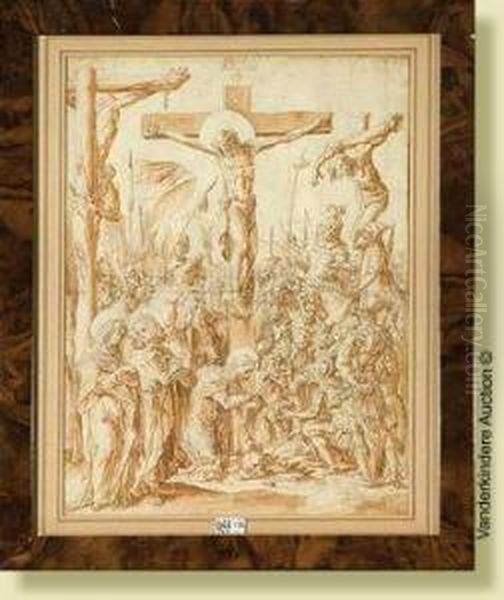 Lacrusifixion, Encre Et Lavis Sur Papier Colle Sur Papier Oil Painting by Aertgen, Aert Claesz Van Leyden