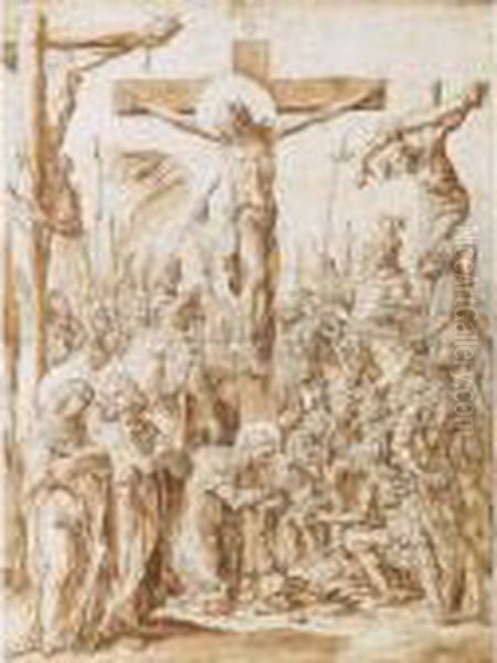 The Crucifixion Oil Painting by Aertgen, Aert Claesz Van Leyden