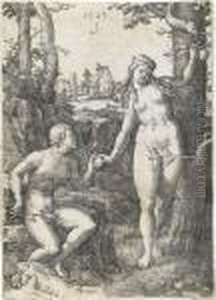 The Fall Of Man Oil Painting by Lucas Van Leyden