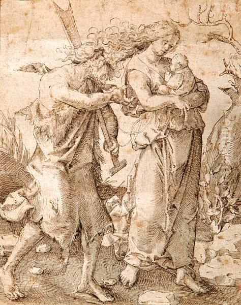 The Rest On The Flight To Egypt Oil Painting by Lucas Van Leyden