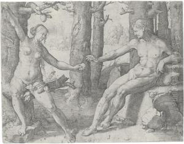 The Fall Of Man Oil Painting by Lucas Van Leyden