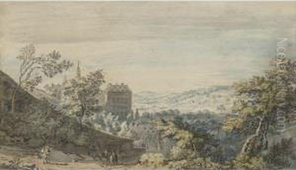 View Outside The Walls Of A City Oil Painting by Jacobus Van Liender