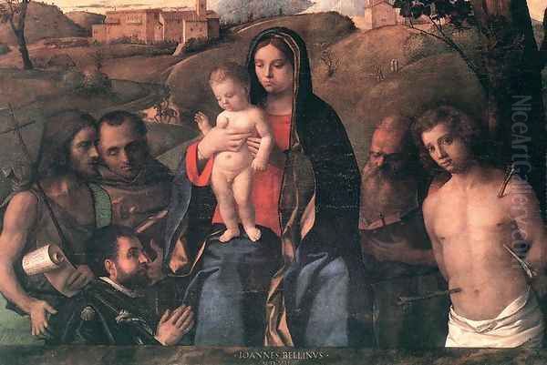 Madonna and Child with Four Saints and Donator 1507 Oil Painting by Giovanni Bellini