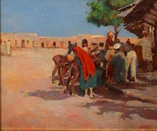 Preparatifs Pour Le Depart (tunisie) Oil Painting by Joseph Van Loix