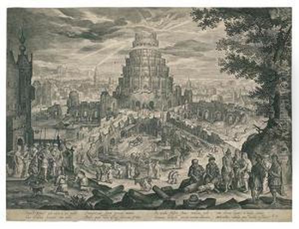 Landscape With Nimrod And The Tower Of Babel. Oil Painting by Jan Van Londerseel