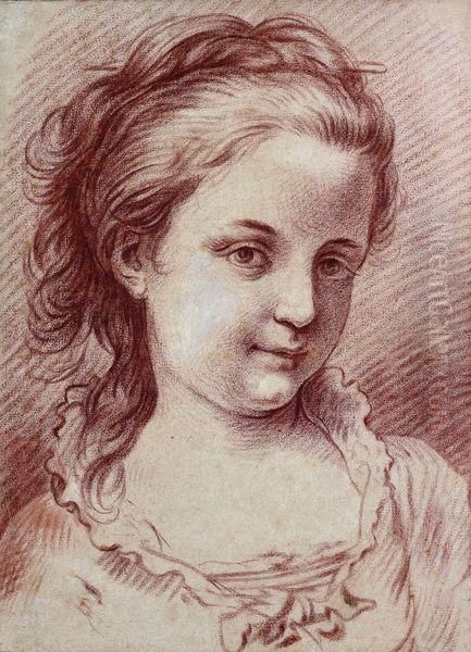 Portrait De Jeune Fille Oil Painting by Carle van Loo